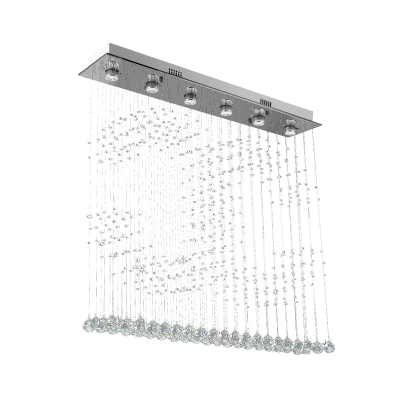 Nickel Double C Shaped Flush Mount Lamp Simple Style 6 Lights Crystal Flush Ceiling Light