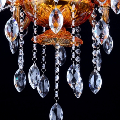 Prism Glass Gold Hanging Light Fixture Candle 6 Heads Traditional Chandelier Lighting with Crystal Drip