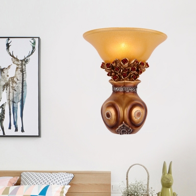 Resin Vase Wall Sconce Light Vintage 1 Head Bronze Finish Wall Mount Light Fixture