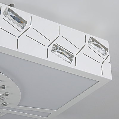 Square Ceiling Light Nordic K9 Crystal White LED Flush Mounted Light in Warm/White/3 Color Light