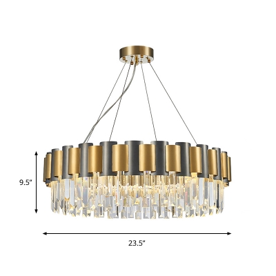 Tiered Icicle Pendant Lamp Simplicity Clear Crystal 8/12-Light Golden Hanging Chandelier