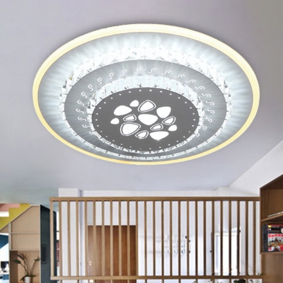 Triangle/Mushroom/Loving Heart Bedroom Flushmount Light Modern Crystal LED White Ceiling Lighting in White/Warm/3 Color Light
