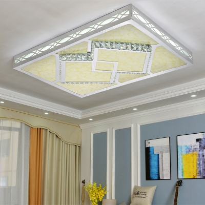 White LED Flushmount Light Modern Acrylic Rectangle Ceiling Flush Mount in 3 Color/Warm/White Light