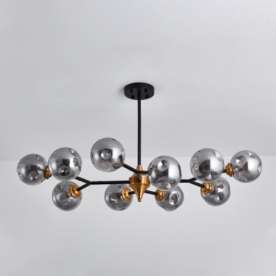 Bubble Chandelier Light Minimalist Clear/Amber/Smoke Gray Glass 10 Heads Dining Room Hanging Lamp