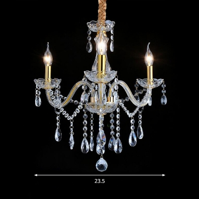 Candle Chandelier Light French Style Crystal 3 Lights Gold Ceiling Pendant Fixture