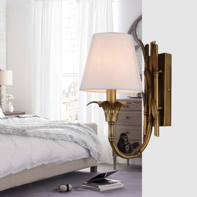 Country Candle Style Sconce Light Fixture 1 Bulb Metal Wall Mount Lighting in Brass for Bedroom