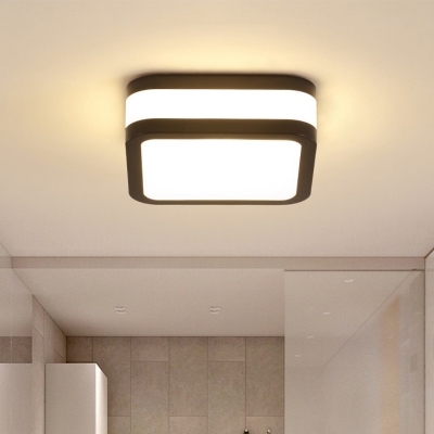 Cuboid Acrylic Flush Ceiling Light Simple Style LED Black/White Ceiling Lamp in Warm/White /3 Color Light