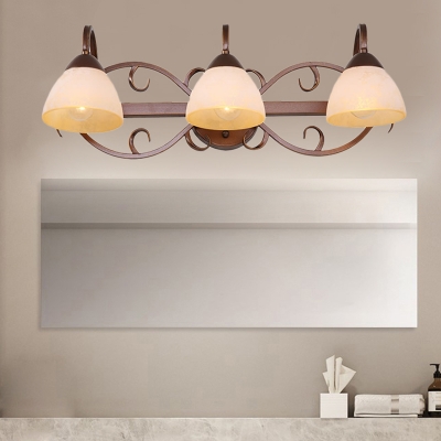 Dome Bathroom Vanity Lamp Traditional White Glass 2/3/4 Lights Copper Sconce Light Fixture
