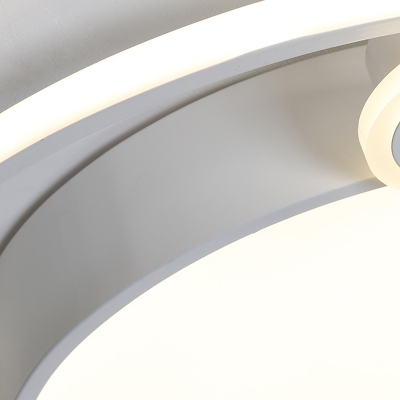 Metallic Orbit Flush Lamp with Black/White Shade Integrated Led Nordic Ceiling Mounted Light, Warm/White Light