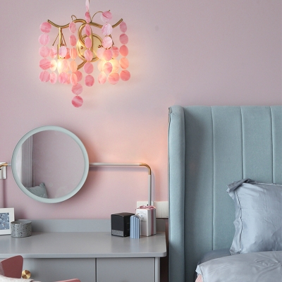Open Bulb Wall Mount Light Lodge Style Blue/Pink Glass 2 Lights Bedside Wall Lamp with Branching Design