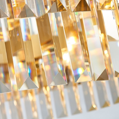 Round Crystal Hanging Pendant Light Contemporary 12/16-Light Golden Chandelier
