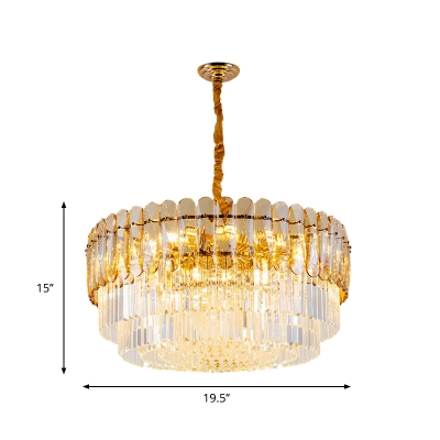 Traditional Tier Crystal Chandelier Light 8-Light Golden Hanging Ceiling Light in Gold