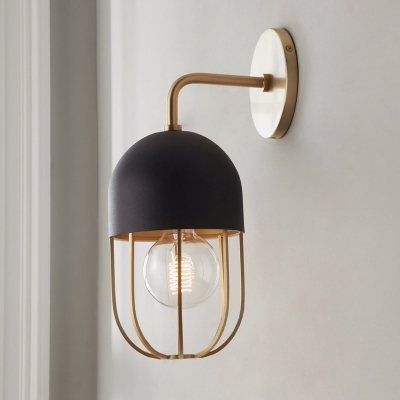 1 Bulb Wall Light Sconce Contemporary Oblong Metallic Wall Lighting Ideas in Gold