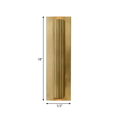 2 Heads Gold/Black Finish Wall Light Contemporary Ribbed Tubular Metallic Indoor Wall Sconce