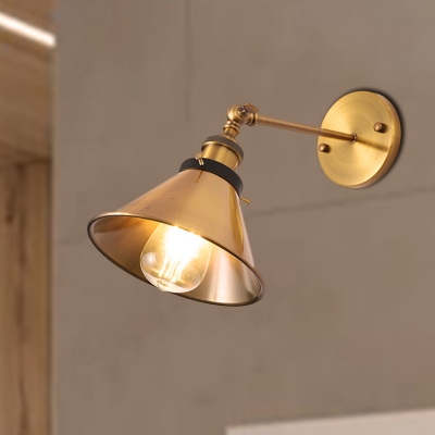 Barn/Cone Shade Corridor Wall Lighting Metallic 1 Bulb Vintage Stylish Angel Adjustable Wall Sconce Lamp in Brass