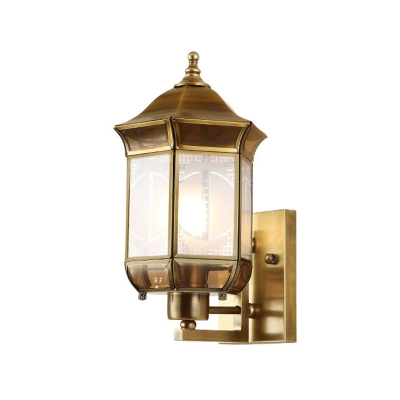 Bird Cage Metal Wall Sconce Traditional 1 Light Porch Wall Lighting Fixture in Gold