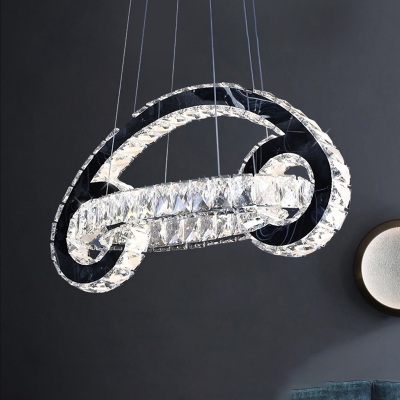 Car Shaped Chandelier Lighting Fixture LED Crystal Modern Style Hanging Lamp Kit for Living Room