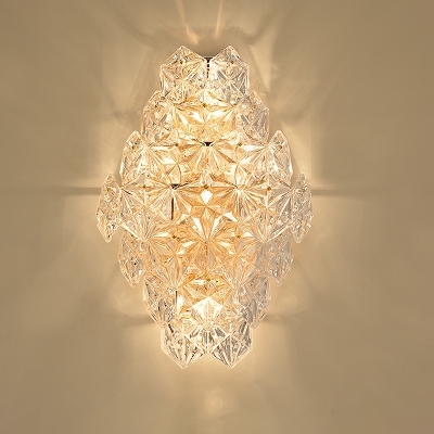 Clear 4 Lights Sconce Light Modern Crystal Panel Wall Lighting Fixture for Corridor
