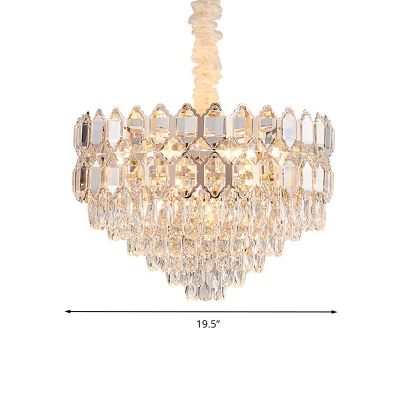 Crystal Block Tapered Hanging Light Contemporary 6/8 Heads 16