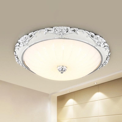 Dome White Glass Ceiling Light Modern Gold/Silver LED Flush Mount Light in Warm/3 Color Light, 12