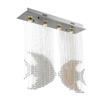 Fish Flush Light Modernist Faceted Crystal 4 Heads Nickel 3w/5w Close to Ceiling Lighting