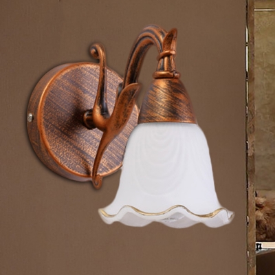 Frosted Glass Petal Wall Sconce Light Vintage Style 1 2 3 4 Bathroom Lamp In Copper White Beautifulhalo Com - Vintage Style Bathroom Wall Sconces