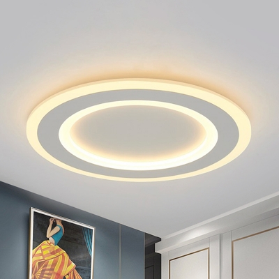 Halo Ring Flush Mount Lamp Simplicity Frosted Acrylic White LED Ceiling Light Fixture in Warm/White Light