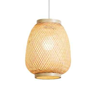 Handwoven Lantern Pendant Lamp Asian Style Single Light 8.5
