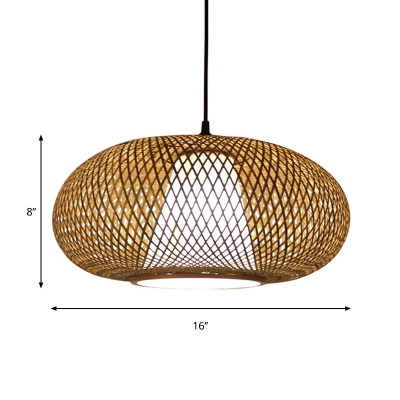 Asian Handwoven Hanging Ceiling Light Bamboo Shade Indoor Pendant Light for Resturant, 12