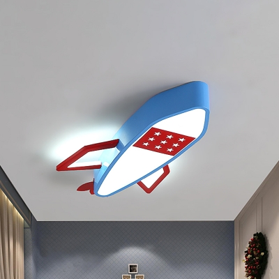Blue Rocket Flush Mount Ceiling Fixture Contemporary Acrylic LED Ceiling Lighting in Warm/White Light for Kids