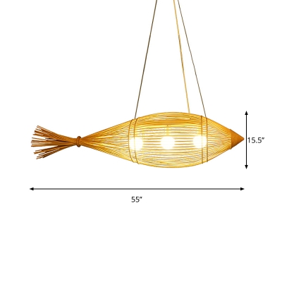 Chinese Style Fish Pendant Lamp 3 Light 12