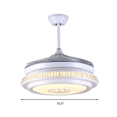 Circle Ceiling Fan Light Modernist Crystal White Led Flush Light with Remote Control/Wall Control/Remote Control and Wall Control