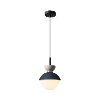 Macaron Hourglass Hanging Lamp Metal 1 Light Dining Room Pendant Light in Dark Blue and Dark Gray/Dark Gray/Dark Pink