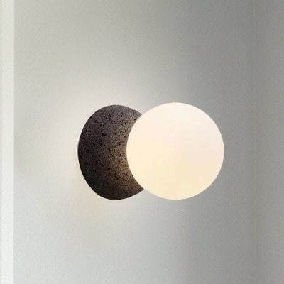 Matte White Glass Mini Sconce Ball Lamp Modern Style 1 Bulb Black Wall Mount Light
