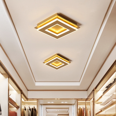 Metallic Round/Square Ceiling Lighting Modern Stylish LED Gold Finish Flush Lamp in Warm/White Light