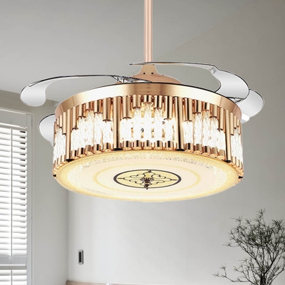 Modernism Drum Metal Ceiling Fan Light Led Semi Flush Mount