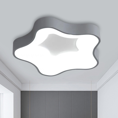 Nordic Style Star Flush Mount Lighting Metal LED Grey Ceiling Lamp Kit in Warm/White Light