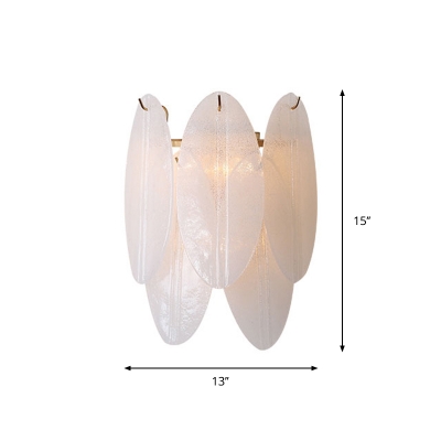 Oval-Shaped Sconce Light Fixture Contemporary Style White Glass 3 Bulbs Bedroom Wall Mount Light