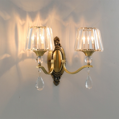 Rectangle-Cut Barrel Sconce Light Contemporary 1/2 Lights Brass Wall Light Fixture for Living Room