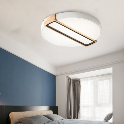 Round Bedroom Flush Light Fixture Acrylic LED Nordic Style Black/Green/White Ceiling Lamp in White/3 Color Light