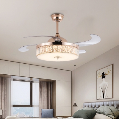 Round Ceiling Fan Light Modernist Crystal 15