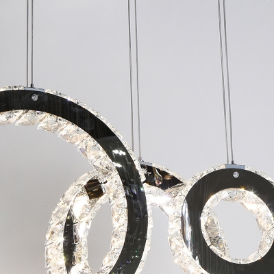 Round Cluster Pendant Light Modern Crystal LED Black Hanging Light Kit for Living Room