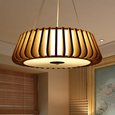 Tapered Hanging Light with Diffuser Wooden Modern 3/4 Lights Pendant Light in Nickle, 19.5
