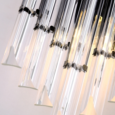 Tubular Wall Lamp Contemporary Style Clear Crystal 2 Bulbs Living Room Sconce Light Fixture in Chrome