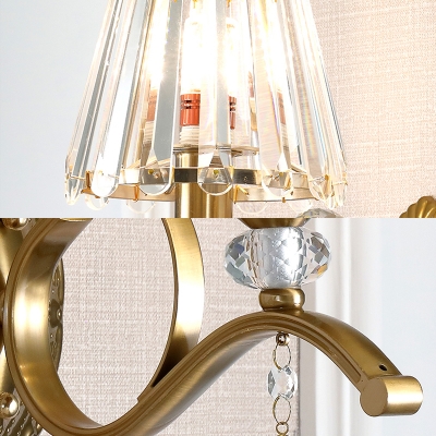 1/2 Heads Cone Wall Sconce Light Traditional Vintage Wall Lighting in Brass for Living Room