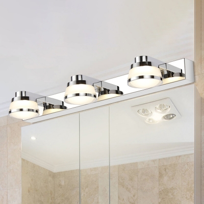 

3 Lights Bathroom Vanity Mirror Light Contemporary Chrome Finish Wall Lamp with Tapered Acrylic Shade, 18" L, HL571881