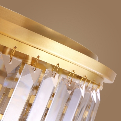 Gold LED Flush Light Simple Style Crystal Domed Ceiling Flush Mount for Bedroom