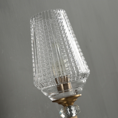 Loft Style Cup Sconce Light with Clear Lattice Glass Shade 1 Head Balcony Wall Sconce Light in Brass