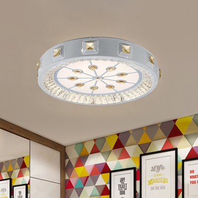 Modern Stylish Carved Flower/Sun/Rhombus Flush Light Clear Crystal LED White Ceiling Light in Remote Control Stepless Dimming/3 Color Light