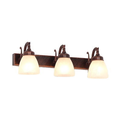 Opal Glass Dome Vanity Lighting Traditional 1/2/3 Lights Bathroom Sconce Light Fixture in Copper